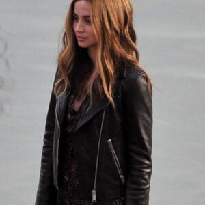 Ana De Armas Ghosted Black Leather Jacket