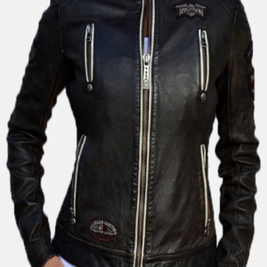 Affliction Black Premium Divergent Womens Biker Leather Jacket