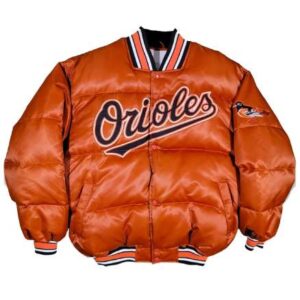 90’s Baltimore Orioles Orange Puffer Satin Jacket