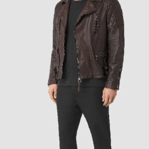 All Saints Biker Brown Leather Jacket