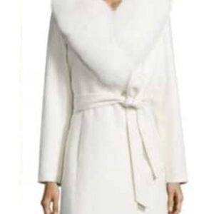 And Just Like That S02 Sarita Choudhury Fur Trim white Coat