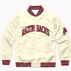 Arkansas Razorbacks Cream Satin Jacket