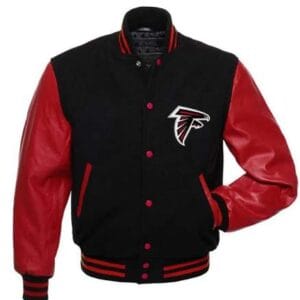 Atlanta Falcons Red and Black Wool Letterman Jacket