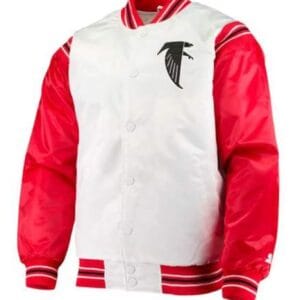 Atlanta Falcons Red and White Satin Varsity Jacket