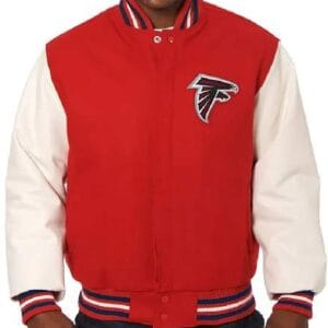 Atlanta Falcons Red and White Wool Varsity Jacket