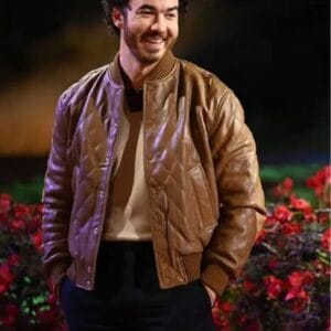 Claim To Fame S02 Kevin Jonas Brown Quilted Bomber Jacket