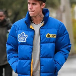 Justin Bieber Toronto Maple Leafs Blue Puffer Jackets