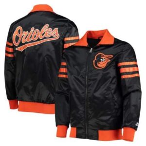 Men's Starter Baltimore Orioles The Captain II Black Satin Jacket