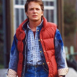 Michael J. Fox Back To The Future Marty Mcfly Puffer Red Vest