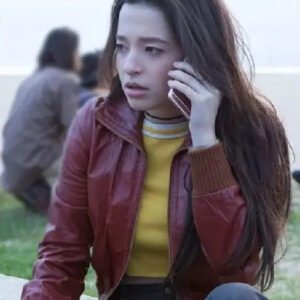 Mikey Madison Better Things S05 Maroon Leather Jacket