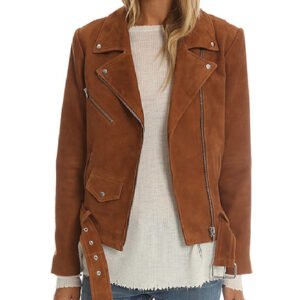 Priscilla Faia You Me Her Season 2 Izzy Silva Brown Suede Leather Jacket.