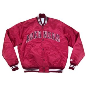 Starter Arkansas Razorbacks Burgundy Full-Snap Satin Jacket