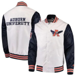 Starter The Rookie Auburn Tigers White And Navy Satin Jacket