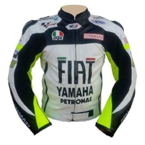 Yamaha Biker White Leather Jacket