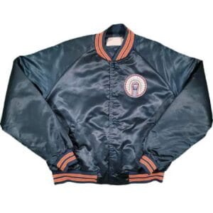 80’s Illinois Ilini Bomber Full-Snap Navy Blue Jacket