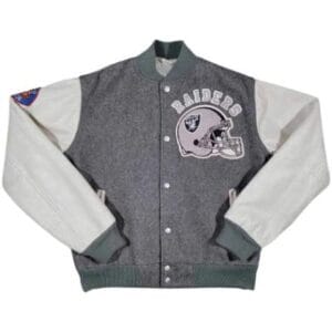 80s LA Raiders Varsity Gray and Cream Jacket