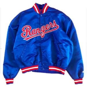 90s Texas Rangers Blue Satin Jacket