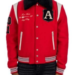 Amiri Always on Point Red Wool Varsity Jacket