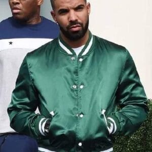 Drake Bomber Green Satin Jacket