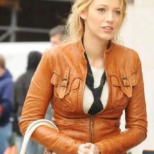 Gossip Girl Blake Lively Brown Leather Jacket