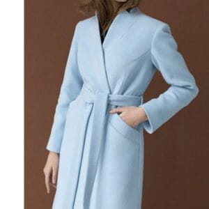 Autumn Baby Blue Double Breasted Wool Coat