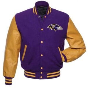 Baltimore Ravens Purple and Yellow Wool Varsity Jacket