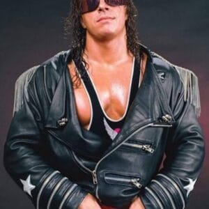 WWE Bret Hart The Hitman Black Leather Jacket